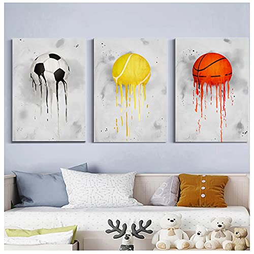 Cadre intérieur sport pour chambre garçon déco murale football et volleyball
