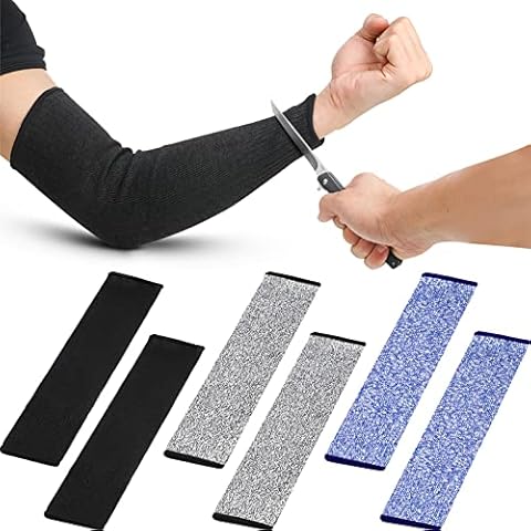 Chuarry 3 Pairs Cut Resistant Arm Protectors for Thin Skin and Bruising Level 5 Protective Sleeves Men Women Elastic Sleeve Anti Abrasion Safety Guard Garden Kitchen Farm, Blue-purple, Gray Black, M Cover