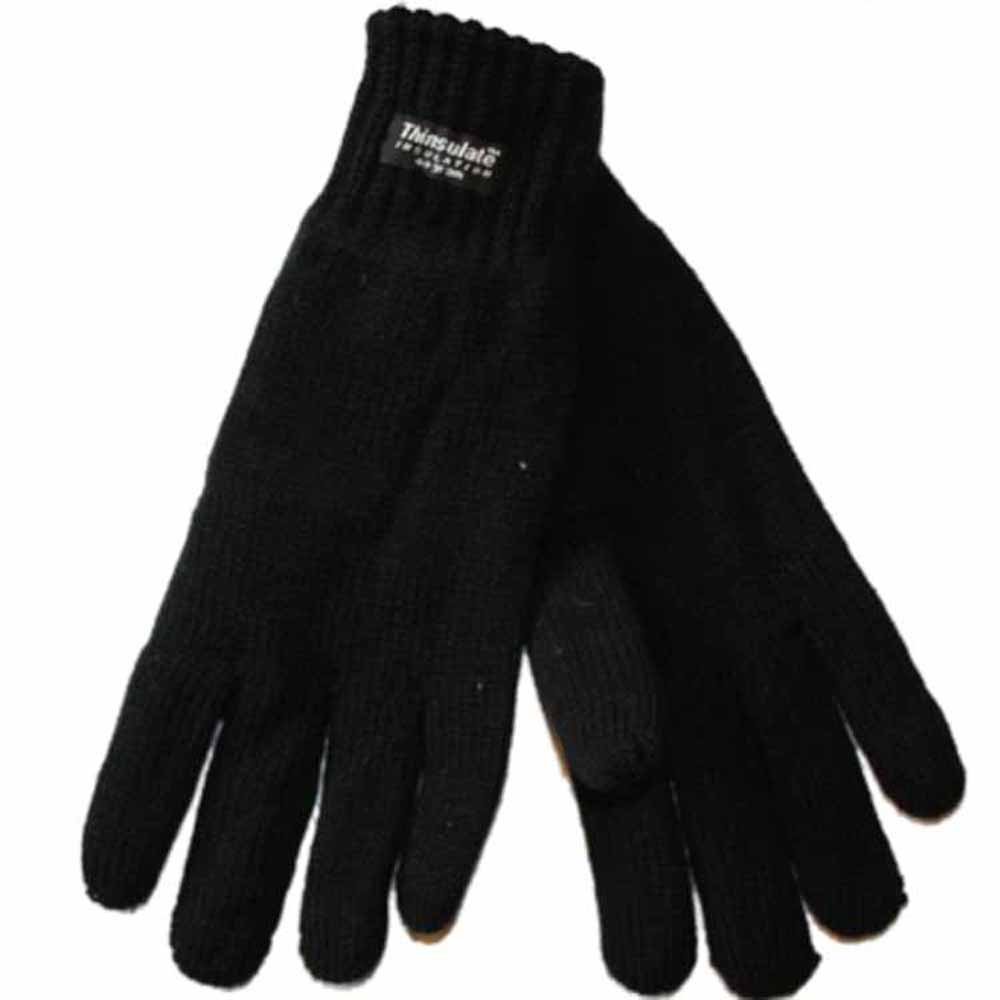 Socks Uwear New Ladies Warm Knitted Winter High Cuffed Gloves Thermal Thinsulate Lined Black
