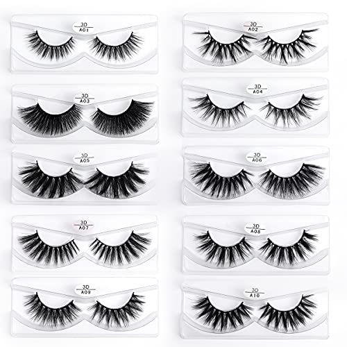 Farred HU-XI-201 Wholesale False Lashes 10 Pairs 10 Styles Medium Length Vegan Eyelashes Fluffy Volume Strip Lashes Bulk 10 Portable Boxes Fake Eyelashes Mixed Natural Look 3D Faux Mink Lashes thumb #2