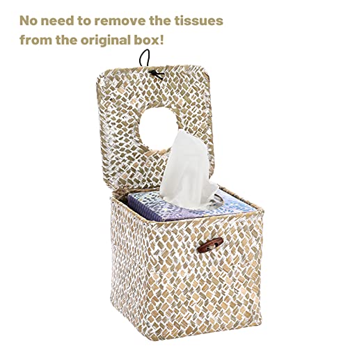 Sumnacon ULSMC01084 Tissue Box Cover Square Seagrass Tissue Box thumb #5