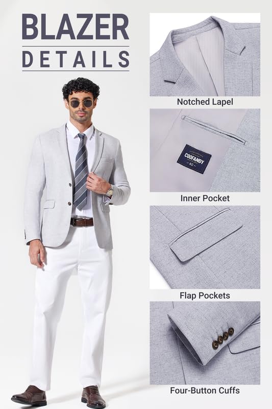 COOFANDY Men's Casual Blazer Sport Coats and Blazers Lightweight Two Botton Business Linen Blazer Suit Jacket - Image 6