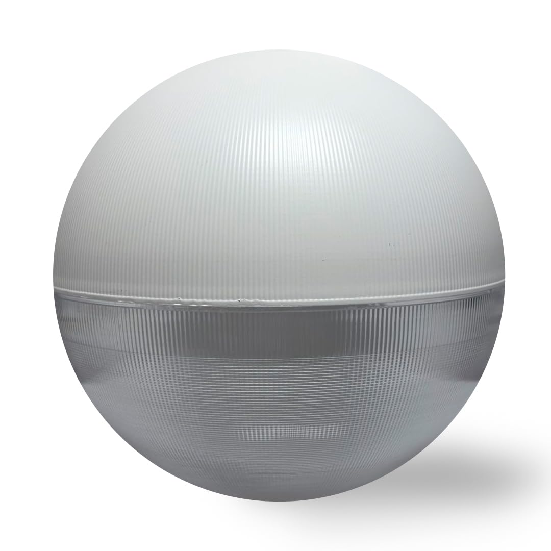 Bola Farola Exterior - Anticontaminación Lumínica - Metacrilato Grabado - Blanco - Medidas: Ø 48 cm - Boca: Ø 17 cm