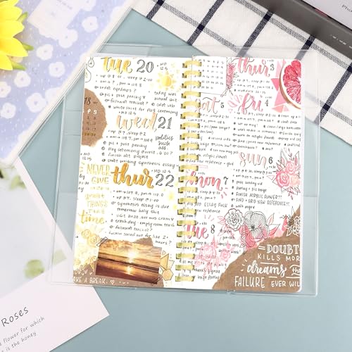 Image of 4PCS Clear Plastic Cover for Books, 8.03 x 7.78 Inch Clear Notebook Covers Planner Cover Protector, Transparent PVC Notebook Strong Plastic Protecting Sleeves for Books