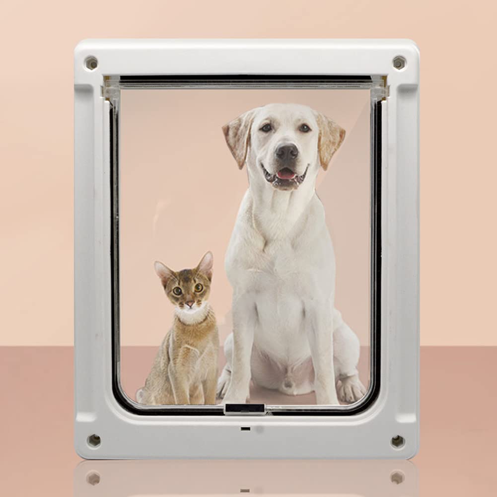 Porte d'Écran pour Animaux de Compagnie - Verrouillable, Magnétique Auto-Verrouillable, Kit de Sécurité pour Chiens de Grande Taille - Blanc