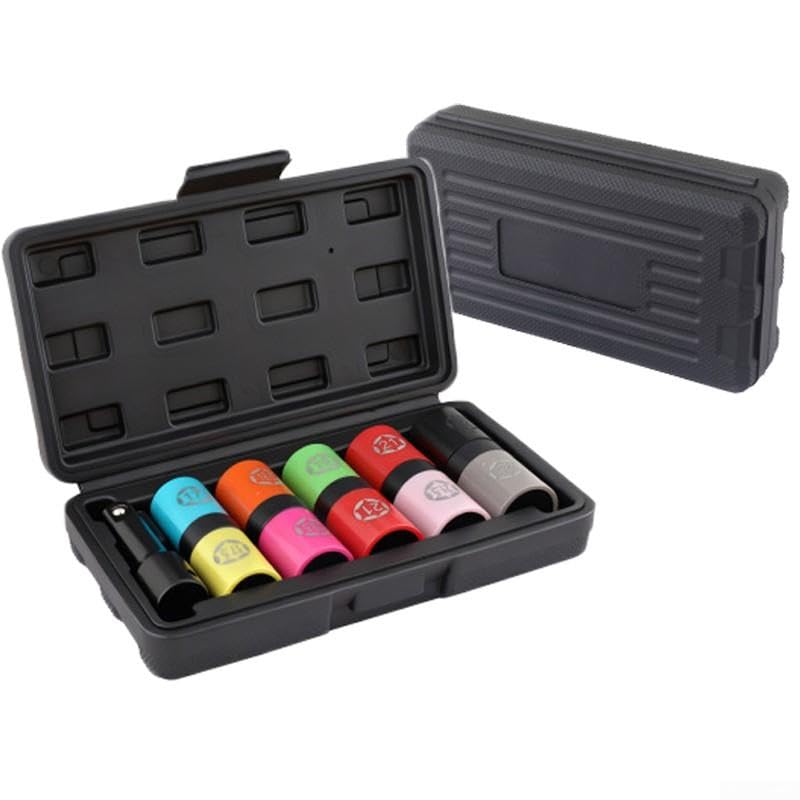 Set Chiavi a per bussola 1/2" per acciaio Cromo Vanadio 6 per Auto e Ruote - Custodia 17-22.5mm