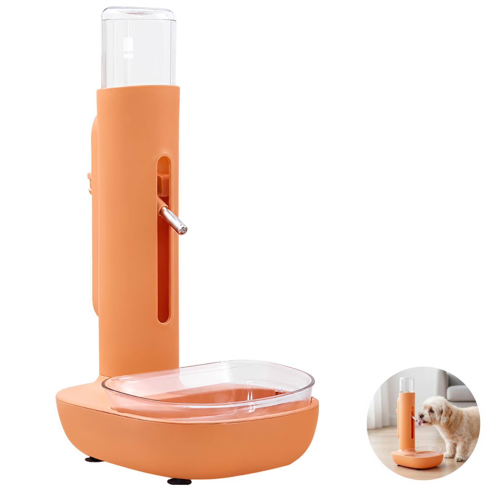 Stehender Haustier-Wasserspender, automatische Trinkflasche für Haustiere, 680 mL, höhenverstellbarer Trinkauslauf, rutschfeste Basis, Wasserspender für kleine und mittelgroße Hunde und Katzen