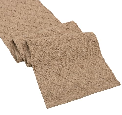 Image of The Home Talk Handwoven Solid Diamond Table 4-6 Seater Runner - Beige Design - Eco-Friendly, Textured, Durable for Dining Table,Coffee Table, Console -13x72 Inches