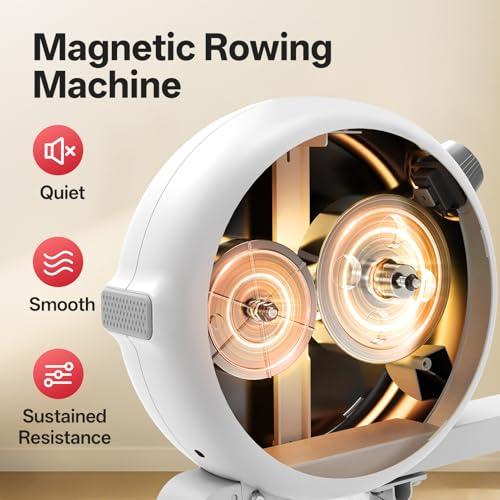 JOROTO MR20H Magnetic Rowing Machines for Home Gym 16 Adjustable Resistance Rower Machine 350 LBS Weight Capacity Rowing Machine with LED Monitor, Aluminum Slide Rail Compact Rower at Home - Image 3