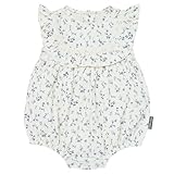Modern Moments by Gerber Baby Girls' Ruffle Bubble Romper, Ivory Blue Ditsy, 6-9 Months