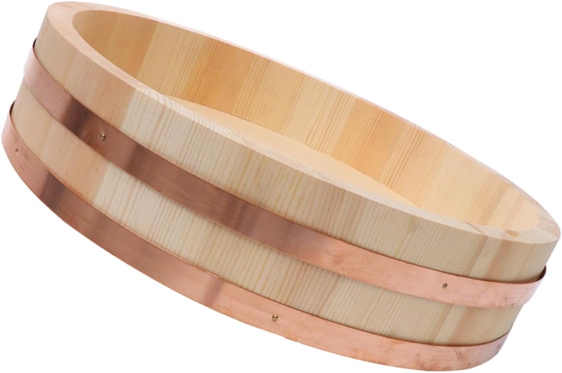 ABOOFAN 1Pc Wooden Sushi Rice Mixing Bowl Handmade Traditional Bibimbap Tub for Sushi Preparation for Mixing Rice and Absorbing Moisture Assorted Color