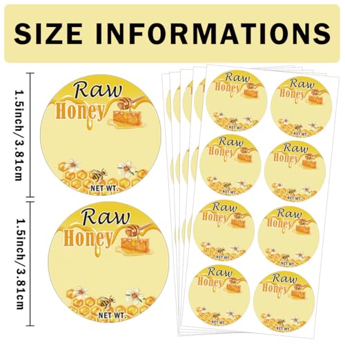 Smarsticker SMARSTICKER01 Raw Natural Honey Jars And Bottles Labels Honey Bee Bottling Labels Honey Farm Kitchen Name Home Business Round Mason Jar Labels thumb #1