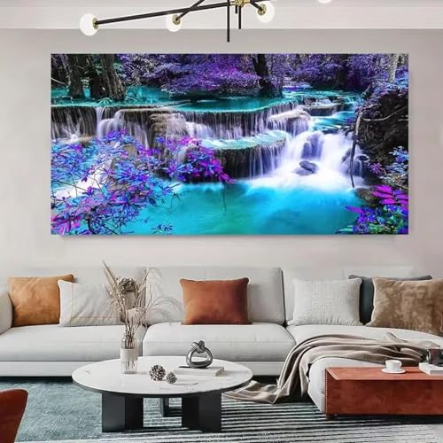 IHHGNB Pintura en lienzo de paisaje con cascada, arte de pared, playa, amanecer, póster impreso, imagen para sala de estar, decoración de pared del hogar, 50 x 100 cm (20 x 39 pulgadas), sin marco