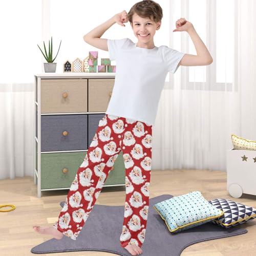 Boy's Pants Retro Santa Claus Red Jogger Pants Elastic Waist Long Bottoms Trousers with Pockets 6-14 Years4
