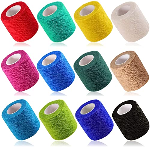 HautStore 12 Rollos Venda Cohesiva para Caballos, 5 cm x 4.5 m Tape Crossfit Elástico Esparadrapo Deportivo para Dedos de los Pies,Tobillo y Esguinces,Distensiones e hinchazón Hay 12 Colores