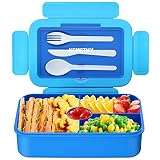 KEMETHY Bento Lunch Box for Kids, 4 Compartment Lunch Box Kids, Leak Proof Lunchbox with Tableware f