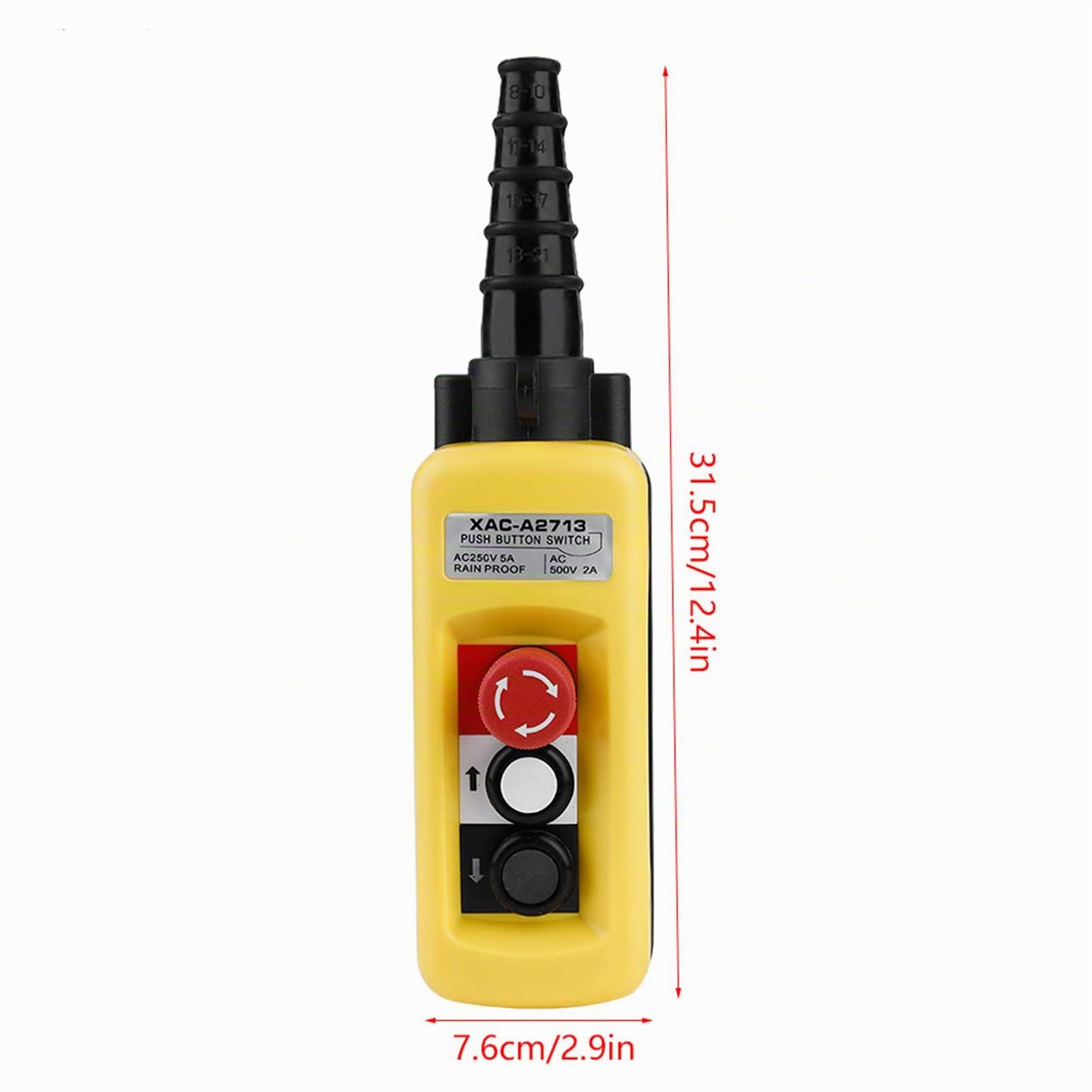 crane pendant control Interrupteur à Bouton-poussoir de Grue de Levage avec Arrêt d'urgence XAC-A2713 Station de Commande Suspendue de Grue Haut vers le Bas 2 Boutons pour Interrupteur de Palan à