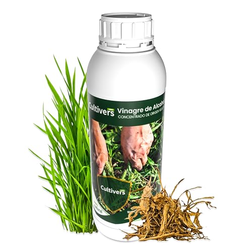 CULTIVERS Vinagre de Alcohol 1 L. Herbicida 100% Natural. Elimina las malas hierbas. Limpiador de Sistemas de Riego. Fungicida y bactericida Natural Regulador de pH