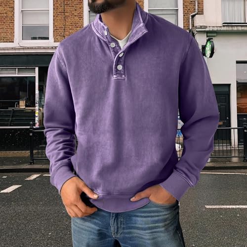 Thatrich Mokaloha Mens Shirts Washed Sweatshirt Quarter Button up Vintage Pullover Long Sleeve Casual Tops Golf Polo Shirts3