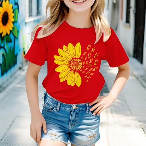 Black Crop Tops for Girls 10to12 Flower Graphic Loose Tees Crew Neck Short Sleeve Casual Kids Workout Clothes Size 63
