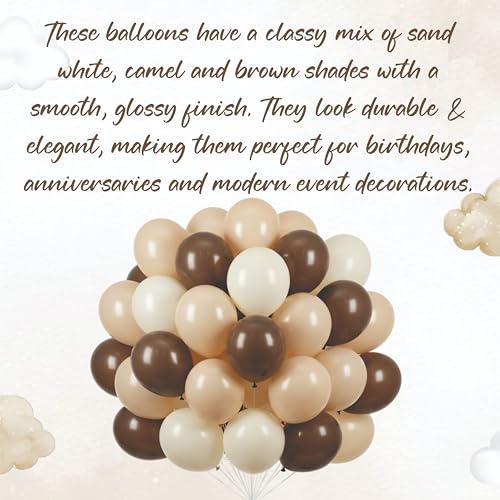 Image of Brown, Camel & Sand White Balloon Garland Kit, Pack Of 75 Pcs for Birthday Decorations, Baby shower Decor, theme decoration, Home Decoration items
