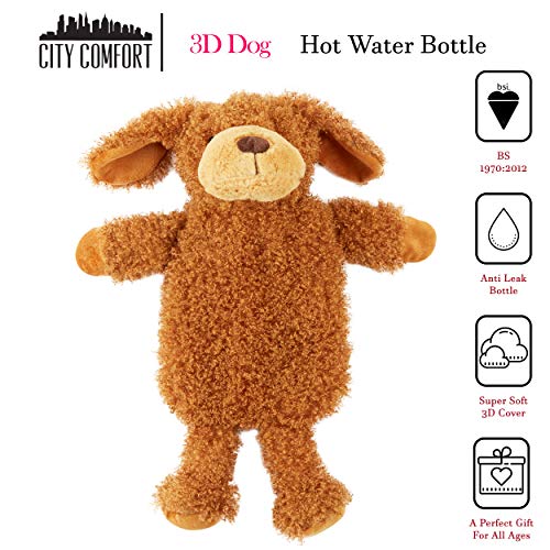 CityComfort Warmwaterfles met schattige en pluizige hoes, 1ltr warmwaterzak, kerstkousvullers voor kinderen, vrouwen en… - Image 3