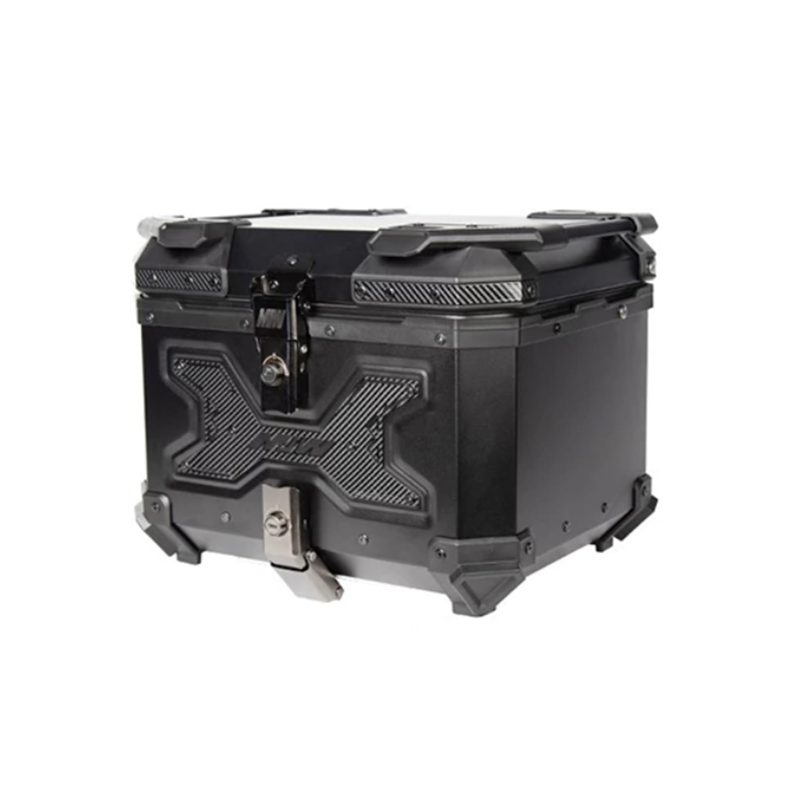 Szybko Demontowalny Kufer Motocyklowy Wykonany ze Stopu Aluminium Duża Pojemność 45L Wodoodporny Schowek Tylny do Skutera, na Codzienne Dojazdy Wycieczki Przechowywanie Kasku(Black and gold)