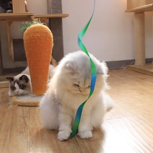 Miniatura 5 de LASOCUHOO Juguetes interactivos de varita arcoíris para gatos, cuerda interactiva para gatos, cinta colorida para la mayoría de gatos y gatitos, 2
