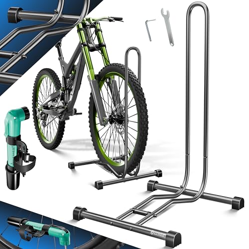 KESSER® Soporte de suelo para bicicleta de montaña, bicicleta eléctrica, bicicleta de ciudad, bicicleta de carretera, MTB, soporte de montaje para bicicleta, soporte de hierro para bicicleta de pie,