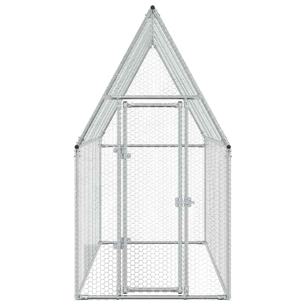 vidaXL Gabbia per Polli Argento 200x100x190 cm in Acciaio Zincato
