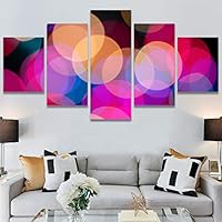 SIGNWIN 5 Panel Canvas Wall Art Modern Art Abstract Brushstroke Closeup Digital Art Minimalism Minimalist Multicolor Pastel for Home Decorations Ready to Hang - 60