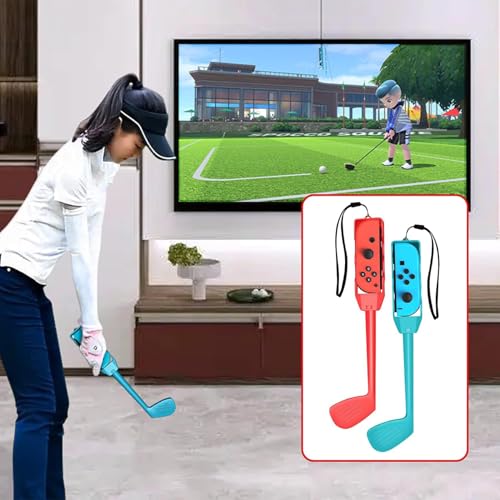 10 in 1 Accessories Kit for Nintendo Switch Sports,Family Accessories Bundle Compatible with Switch/Switch OLED Sports Games with Soccer Leg Strap,Golf Clubs ,Tennis Rackets,Swords (Red blue)