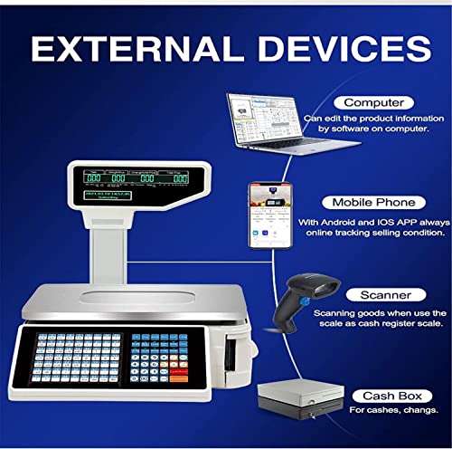 Báscula comercial digital con impresora y pantalla doble 30KG miniatura 5
