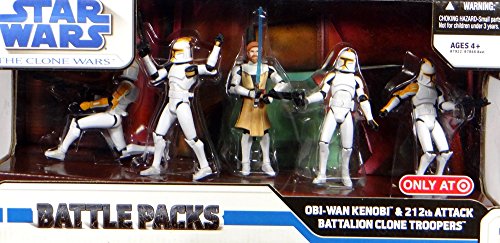 Star Wars Clone Wars Exclusive Action Figure Battle Pack Obi-Wan Kenobi and 212th Attack Battalion Clone Troopers