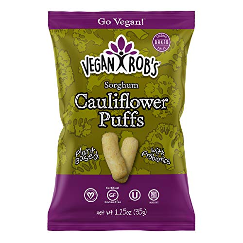 Vegan Rob's Puffs Cauliflower, Snack Bags 1.25(Pack of 12) , Probiotic Cauliflower, 15 Oz