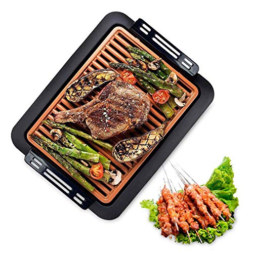 Elektrische Grillplatten, elektrischer Grill, Innengrill und Antihaftbeschichtung, elektrischer Grill-Tischgrill mit Einstellbarer