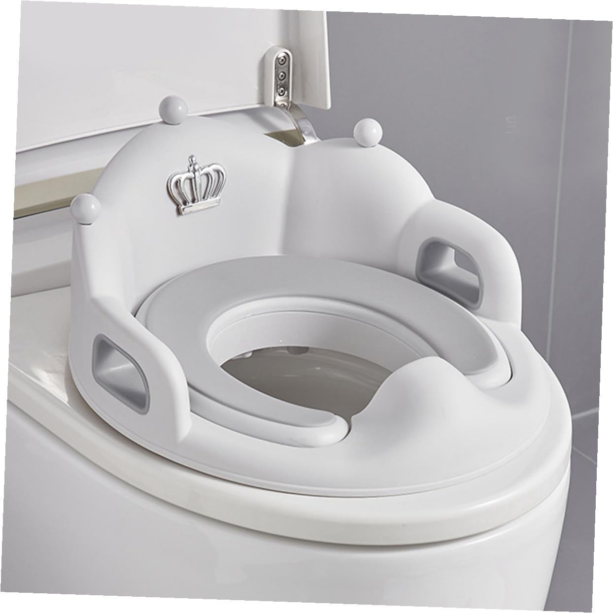 Asiento de Inodoro para Entrenamiento de Orinal Grande para Niños y Niñas, Cojín Antideslizante, Acolchado Desmontable, Material Seguro, Baño para Bebés, Uso Doméstico, Color Gris