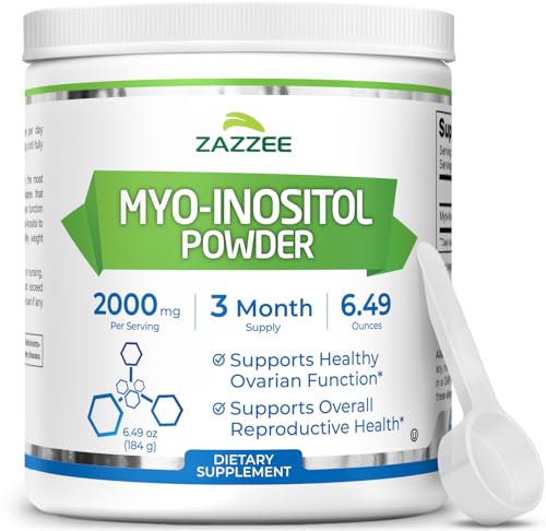 Zazzee Myo-Inositol Powder 92 Servings 2000 mg per Serving 100% Pure
