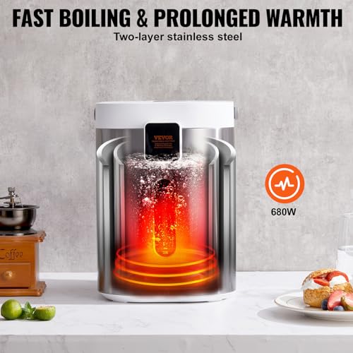 Image of VEVOR Hot Water Dispenser, Adjustable 11 Temperatures Water Boiler and Warmer, 304 Stainless Steel Countertop Water Heater, with LCD and Child Lock, for Tea, Coffee and Baby Formula, 3L /102 oz