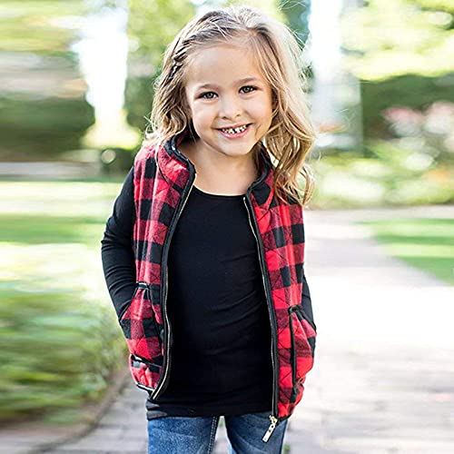 Toddler Baby Girls Boys Lightweight Cotton Vest Zip Up Plaid Fleece Lined Windproof Waistcoat Warm Kids Fall Winter Outerwear4