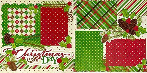Printed Layout & Die Cuts Kit - Christmas Basics Layouts - By Miss Kate Cuttables - 6-2 Page 12"X12" Layouts On 80Lb Specialty Paper & 30 Coordinating Die Cuts - Exclusive Original Matching Kit #TOP4