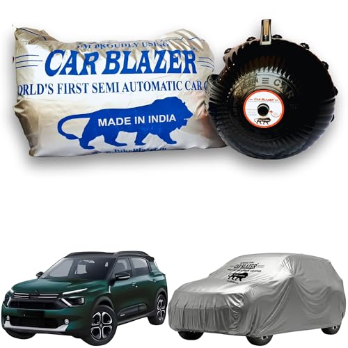 Image of CARBLAZER Portable & Semi-Automatic Full Body Car Covers: Heavy Duty Device| Anti-Theft| Dust & Scratch Proof | Water & Wind Resistant|Custom Fit| Dual-Side Cover, Compatible for Citroen Aircross