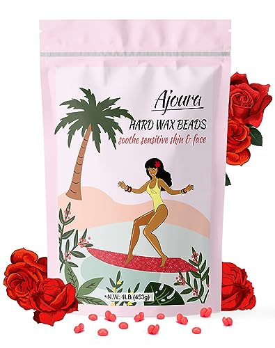 Image of Ajoura 1lb Hard Rose Wax Beans for Full Body Hair Removal - Bikini, Face, Eyebrow, Back, Chest, Legs, Armpit, Upper Lip, Refill for Wax Warmer Kit (Pink)