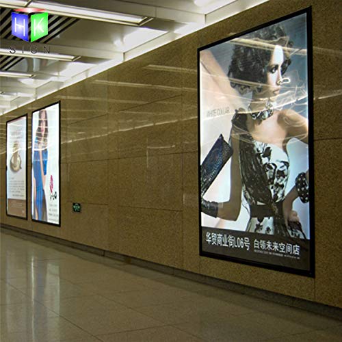 HKSIGN 24X36 Inch Wall Mounted Black color Aluminum Magnetic Picture Frame Advertising Display Led Light Box Sign