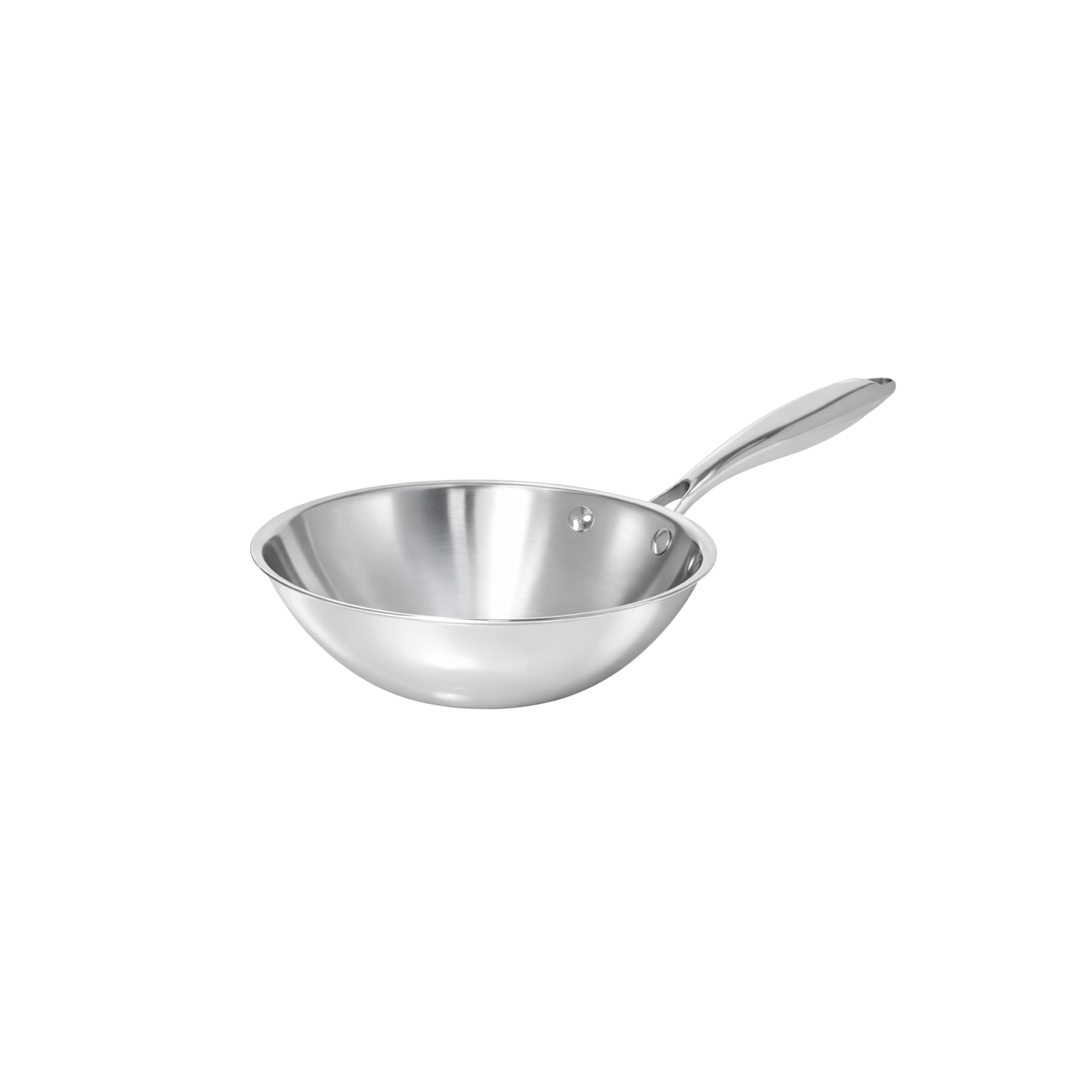 Wok Inox 18/10 Triply – 20 cm – Senza Rivestimento – Senza PFAS, PFOA, PTFE – Compatibile con tutti i fornelli a induzione – Manico rivettato freddo – Cottura sana e durevole
