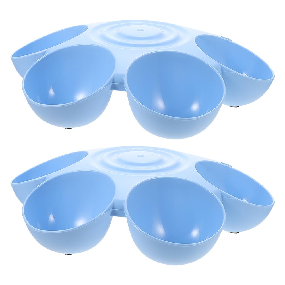 POPETPOP 2pcs Cat Food Water Bowls Plastic Dog Cat Feeder Bowls Multi-cat Feeder 6-Meal Kitten Food Dishes Petals Shaped Cat Bowls Dog Food Bowl Blue