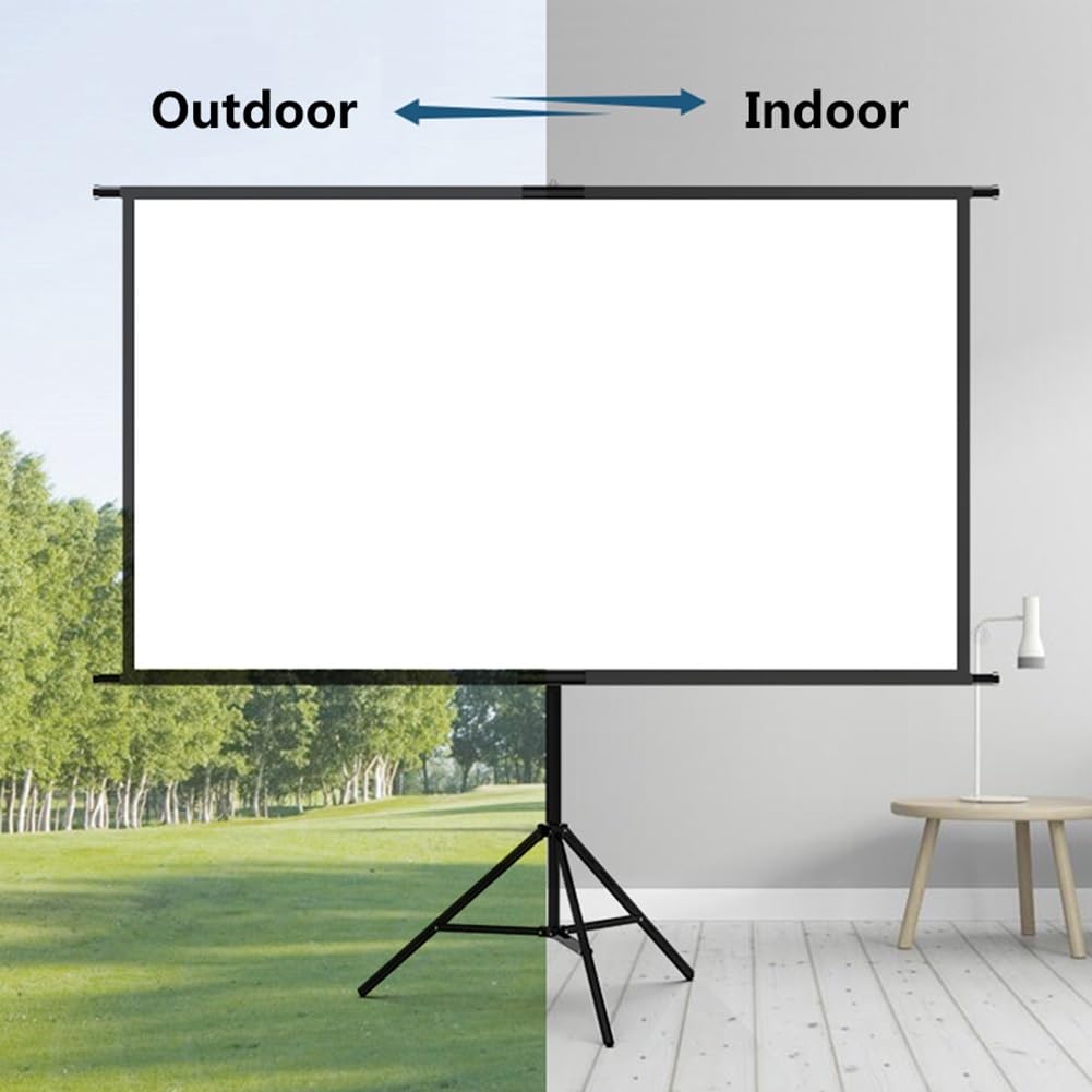 60" 84" 100" Schermi Cinematografici Manuali con Supporto a Treppiede, 16:9 4K Ultra HD Idea per Cinema in Casa, Feste in Giardino(60" (16:9))