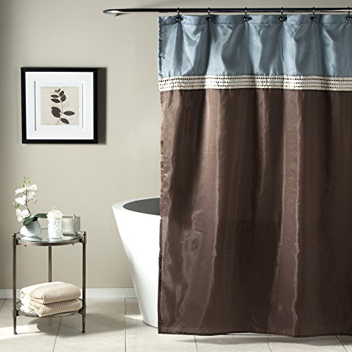 Lush Decor Terra Shower Curtain, Blue/Chocolate, 72 x 72, Blue & Chocolate, W 72" x L 72" (1 Panels)