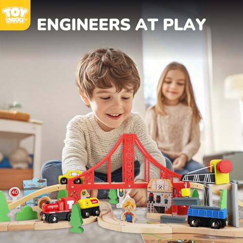 Toy Life PS01024 Wooden Train Set 80Pcs thumb #4