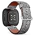 CJBROES Replacement Leather Watch Band, Compatible with Fitbit Versa 3 and Fitbit Sense of Wristband Bracelet Accessory - Leafs